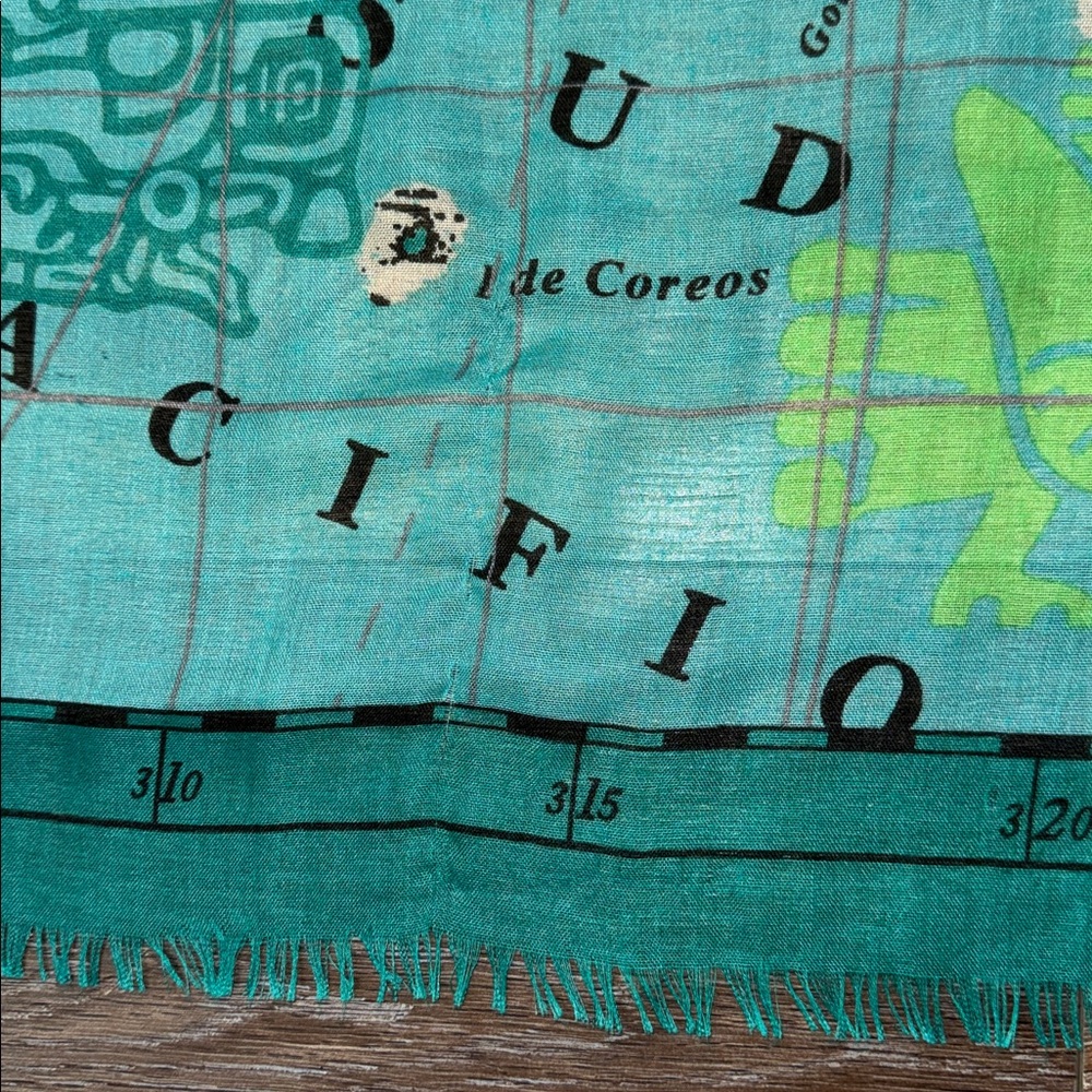 Echo Gulf of Mexico Map Lightweight Scarf Wrap Shawl in Teal Green Rare Design! - Picture 9 of 11